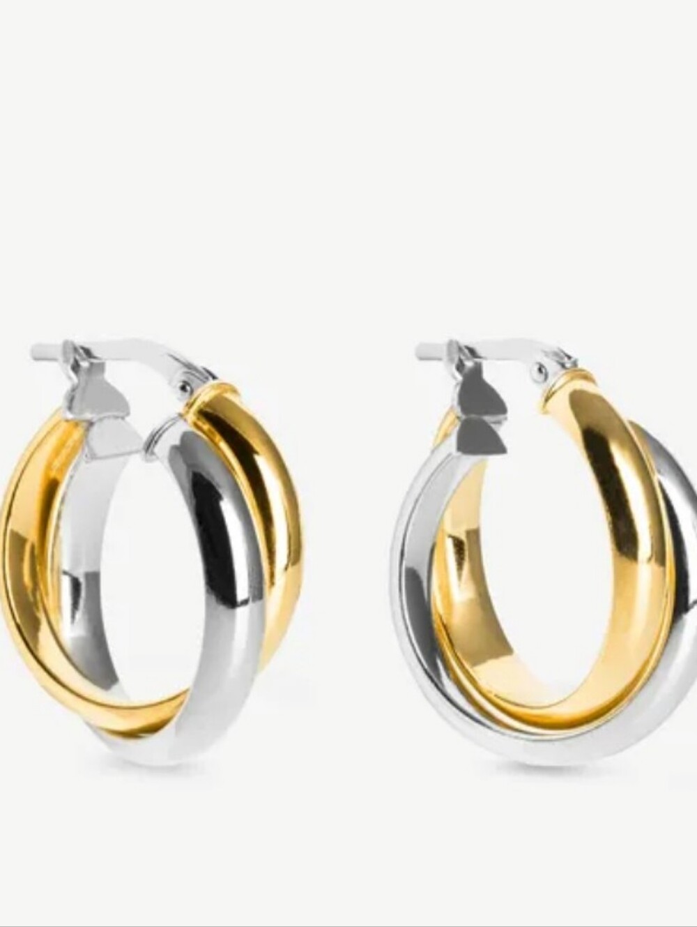 Two-Tone Gold and Silver Hoop Earrings